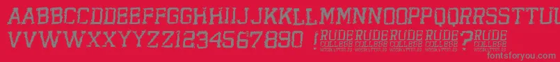 RudeCollege Font – Gray Fonts on Red Background