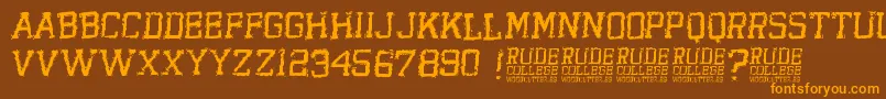 RudeCollege-Schriftart – Orangefarbene Schriften auf braunem Hintergrund