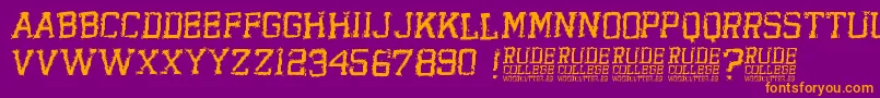 RudeCollege Font – Orange Fonts on Purple Background