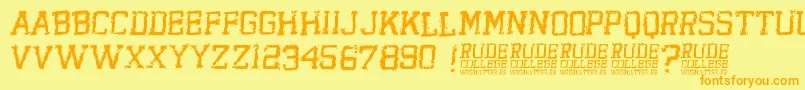 RudeCollege Font – Orange Fonts on Yellow Background