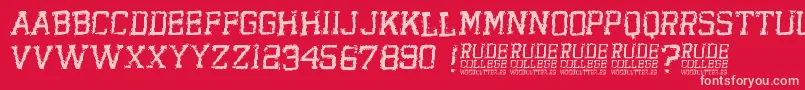 RudeCollege Font – Pink Fonts on Red Background
