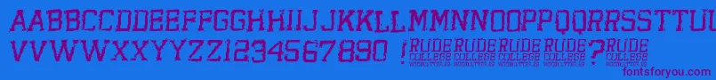 RudeCollege Font – Purple Fonts on Blue Background