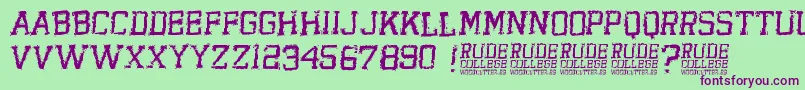 RudeCollege Font – Purple Fonts on Green Background