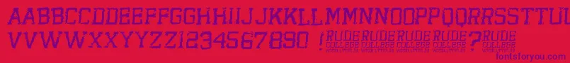 RudeCollege Font – Purple Fonts on Red Background