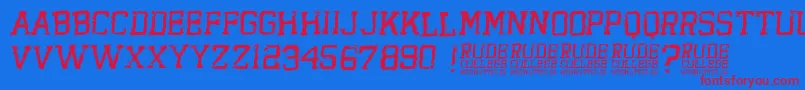 RudeCollege Font – Red Fonts on Blue Background