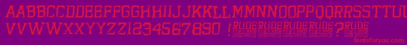 RudeCollege Font – Red Fonts on Purple Background