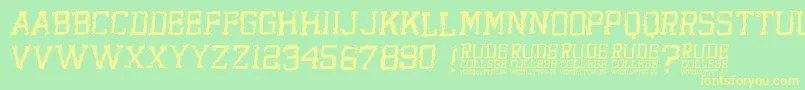 RudeCollege Font – Yellow Fonts on Green Background