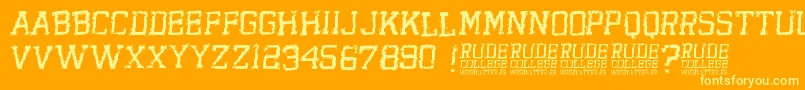 RudeCollege Font – Yellow Fonts on Orange Background
