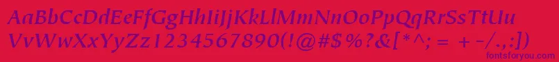 ItcTiepoloLtBoldItalic Font – Purple Fonts on Red Background