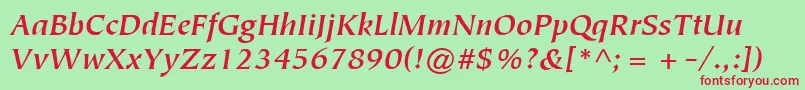 ItcTiepoloLtBoldItalic Font – Red Fonts on Green Background