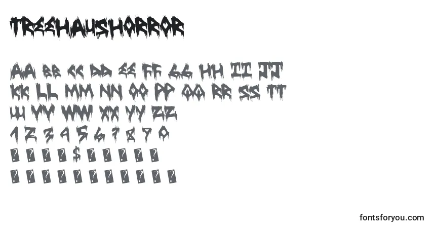 Treehaushorror-fontti – aakkoset, numerot, erikoismerkit