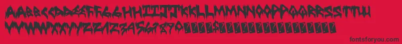 Treehaushorror-Schriftart – Schwarze Schriften auf rotem Hintergrund