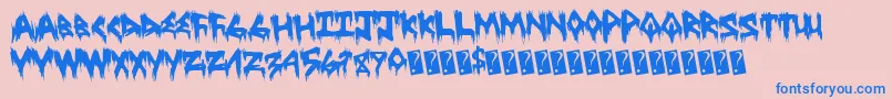 Treehaushorror Font – Blue Fonts on Pink Background