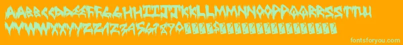 Treehaushorror Font – Green Fonts on Orange Background