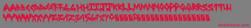 Treehaushorror-Schriftart – Rote Schriften auf grauem Hintergrund