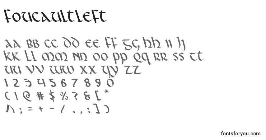 Foucaultleft-fontti – aakkoset, numerot, erikoismerkit