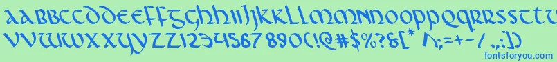 Foucaultleft Font – Blue Fonts on Green Background