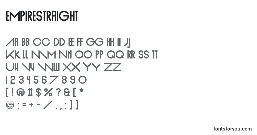 A fonte EmpireStraight – alfabeto, números, caracteres especiais