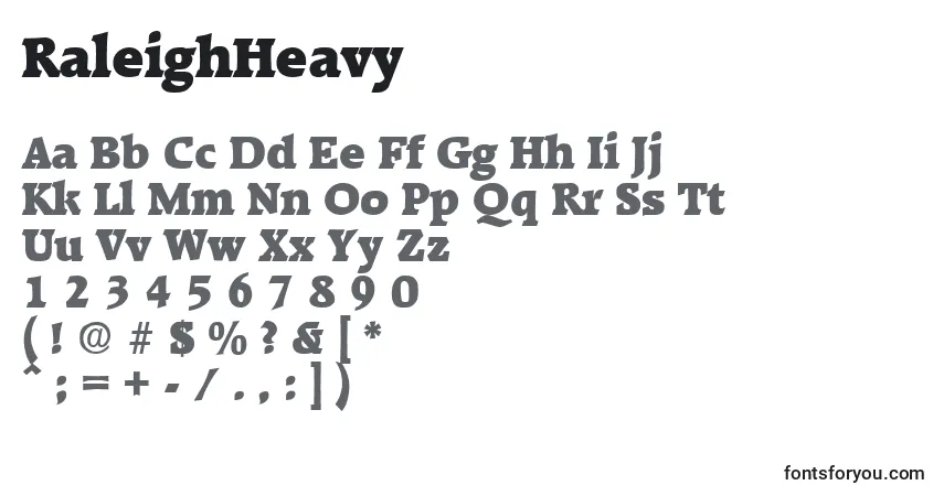 A fonte RaleighHeavy – alfabeto, números, caracteres especiais