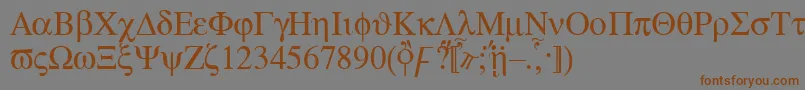 フォントAten – 茶色の文字が灰色の背景にあります。