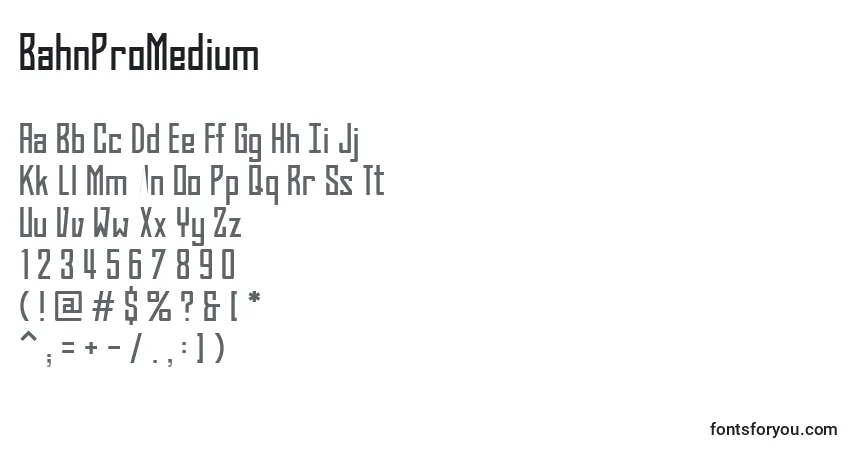 A fonte BahnProMedium – alfabeto, números, caracteres especiais