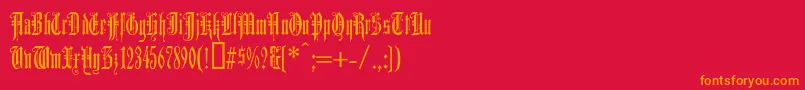 フォントDuerergotisch – 赤い背景にオレンジの文字