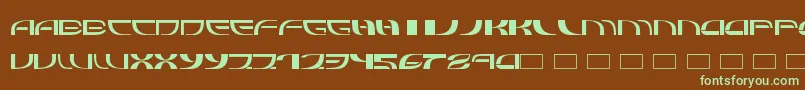 フォントRefluxed – 緑色の文字が茶色の背景にあります。