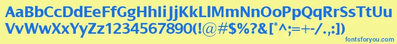 フォントDialogBold – 青い文字が黄色の背景にあります。