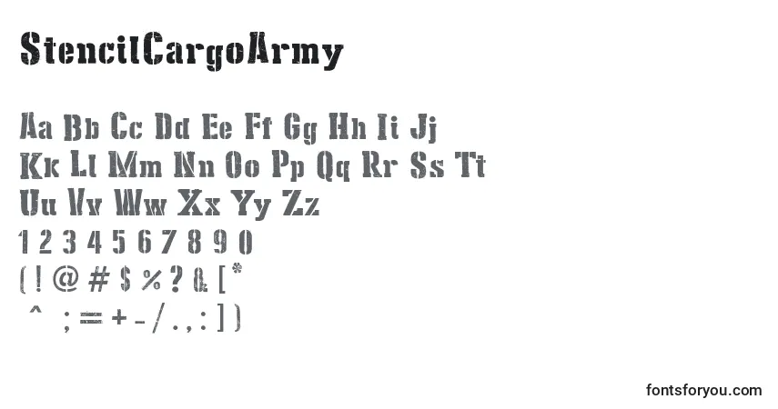 Шрифт StencilCargoArmy (116347) – алфавит, цифры, специальные символы