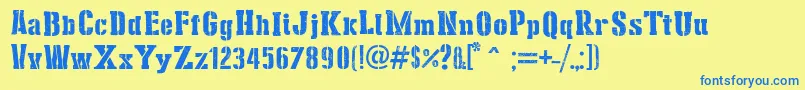 StencilCargoArmy Font – Blue Fonts on Yellow Background