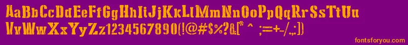 StencilCargoArmy Font – Orange Fonts on Purple Background