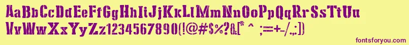 StencilCargoArmy Font – Purple Fonts on Yellow Background