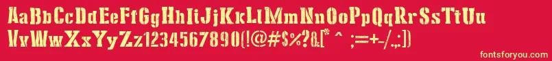 StencilCargoArmy-Schriftart – Gelbe Schriften auf rotem Hintergrund