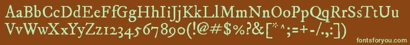 Imfepirm28p Font – Green Fonts on Brown Background