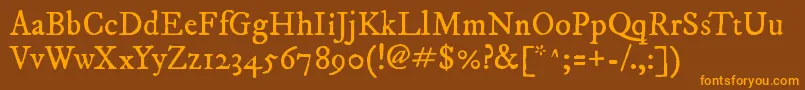 Imfepirm28p Font – Orange Fonts on Brown Background