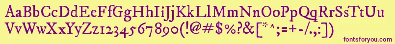 Imfepirm28p Font – Purple Fonts on Yellow Background