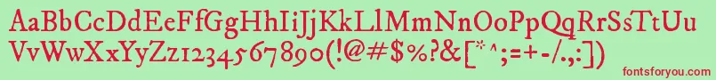 Imfepirm28p Font – Red Fonts on Green Background