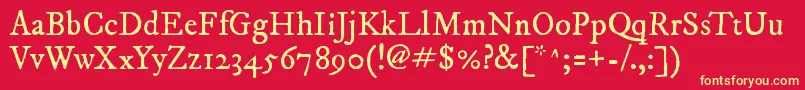 Imfepirm28p Font – Yellow Fonts on Red Background