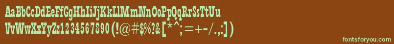 フォントRodeob – 緑色の文字が茶色の背景にあります。