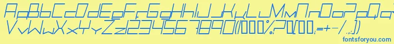 TrancemissionLightitalic Font – Blue Fonts on Yellow Background
