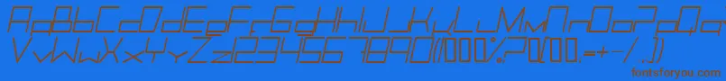フォントTrancemissionLightitalic – 茶色の文字が青い背景にあります。