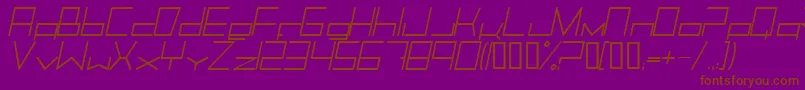 フォントTrancemissionLightitalic – 紫色の背景に茶色のフォント