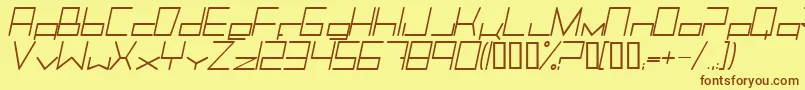 Fonte TrancemissionLightitalic – fontes marrons em um fundo amarelo