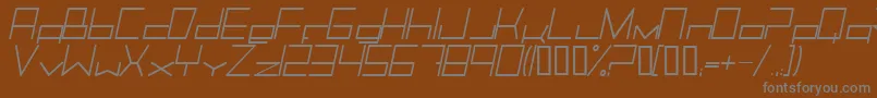 TrancemissionLightitalic-fontti – harmaat kirjasimet ruskealla taustalla