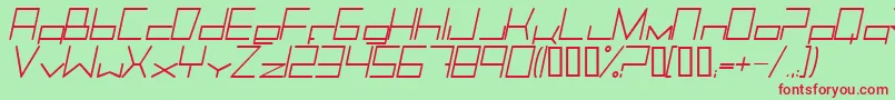 TrancemissionLightitalic-Schriftart – Rote Schriften auf grünem Hintergrund