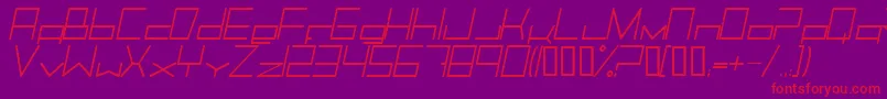 TrancemissionLightitalic-Schriftart – Rote Schriften auf violettem Hintergrund