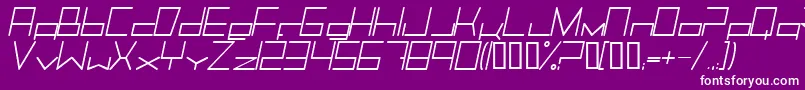 TrancemissionLightitalic-Schriftart – Weiße Schriften auf violettem Hintergrund