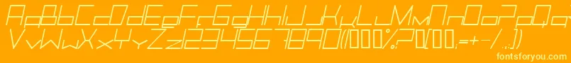 Fonte TrancemissionLightitalic – fontes amarelas em um fundo laranja