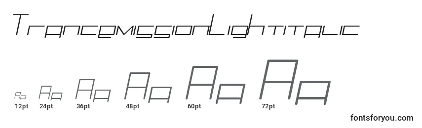 TrancemissionLightitalic Font Sizes