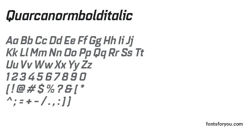 Шрифт Quarcanormbolditalic – алфавит, цифры, специальные символы